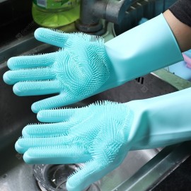 Vibrating Dishwashing Gloves Kitchen Cleaning Silicone Brush Dishwashing Gloves