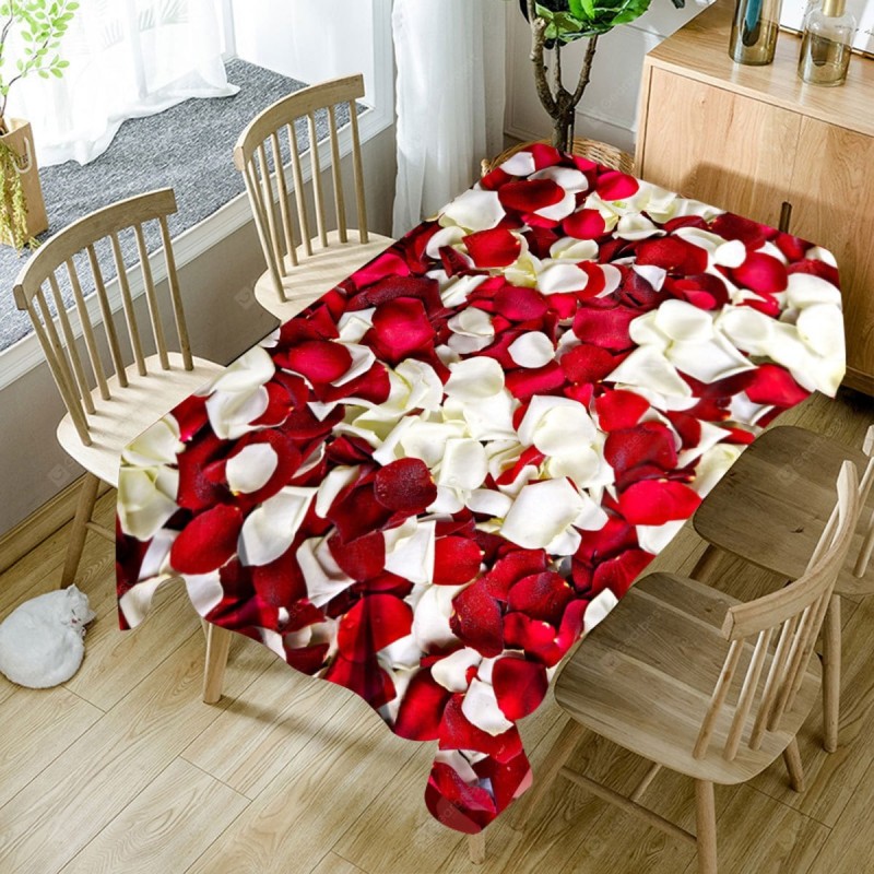 Valentine's Day Petals Print Waterproof Table Cloth