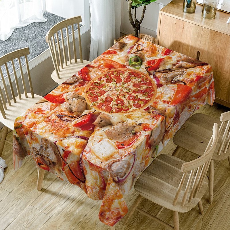 Pizza Print Fabric Waterproof Table Cloth