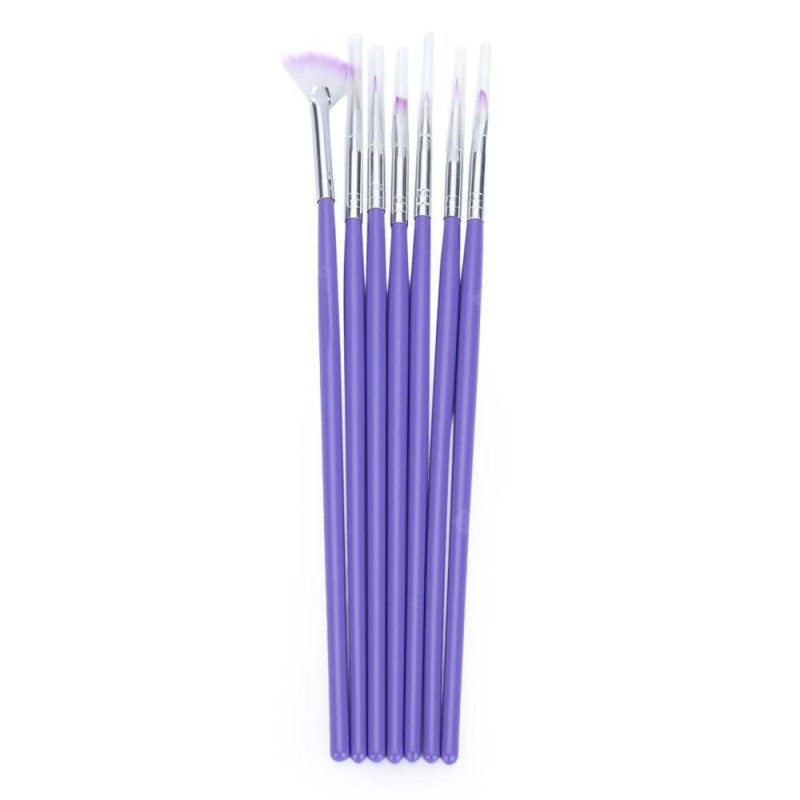 7pcs Purple Nail Design Brush Manicure for Painting Tool