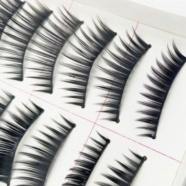 10 Pairs of Natural Long Black Stems Thick False Eyelashes