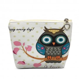 PU Coin Purse Wallet with Cute Owl Pattern Money Bag Case