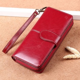 SENDEFN Long Multi-card Leather Clip Large Capacity Wallet Money Bag Case