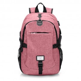 Men Travel Casual Canvas Backpack with USB Charge Port