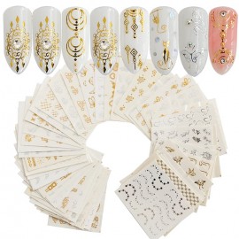 DIY Decoration Nail Sticker Gold and Silver Embossed 30PCS