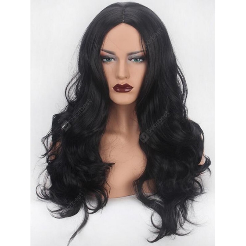 Long Wavy Synthetic Wig with Middle Parting