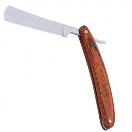 Wood Handle Straight Edge Stainless Steel Barber Razor Folding Shave Knife