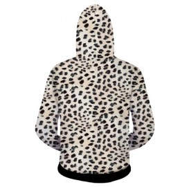 Stylish Fitted Hooded 3D Leopard Head Pattern Long Sleeve Cotton Blend Hoodie For Men