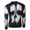 Trendy Round Neck 3D Abstract Print Slimming Long Sleeve Cotton Blend Black and White Sweatshirt For Men