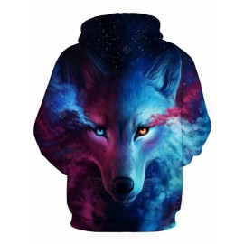 Star Sky Wolf Digital Print Sweater Couples Baseball Wear Hooded Hoodie