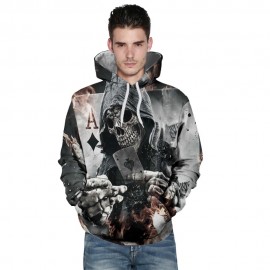 Trend Men's Digital Print Skull Pattern Hooded Sweater