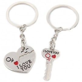 Pair of Love Heart Couple Keychains