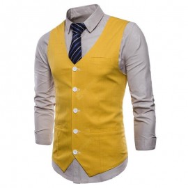 Plus Size Men Color Cotton Suit Vest
