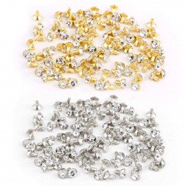 100pcs silver + 100 pcs golden Rivet with rhinestone diamond 7mm