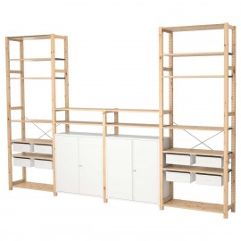 Ivar 4 Sections/Shelves/Cabinet Pine White 344X30X226 Cm