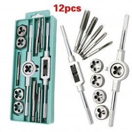12Pcs/Set Metric Adjustable Taps Dies Wrench Handle Tap And Die Kit M3-M12 Screws