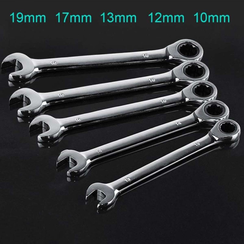 5 Pcs Steel Ratchet Spanner Gear Ring Wrench Ratchet size:10/12/13/17/19mm