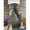 Robot Embroidered Patchwork Ripped Women Denim