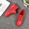 Red Color Comfy Lace Up Sneakers Casual Shoes