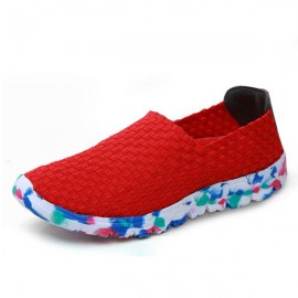 US Size 5-13 Women Hand-made Knit Shoes Casual Breathable Comfortable Walking Shoes Outdoor Flats
