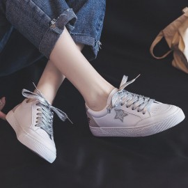 Lace Up Bling Star Casual Comfy Flats Shoes For Women