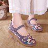 Women Casual Embroidery Lace Up Flower Flat Loafers