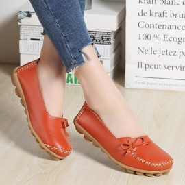 Larger Size Women Casual Shoe Leather Comfy Flat Loafers