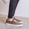 Leopard Grain Lace Up Pattern Flats Loafers Shoes