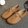Women Flat Leather Shoes Round Toe Casual Outdoor Soft Loafers
