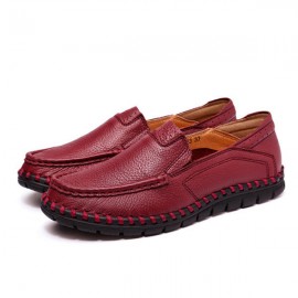 Women Casual Leather Shoes Soft Outdoor Slip On Flat Loafers Shoes