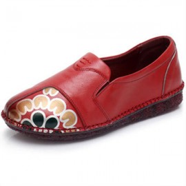 Comfy Leather Shoe Handmade Casual Soft Flat Loafers For Women