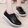 Lace Up Platform Heels Sneakers Round Toe Soft Sole Shoes