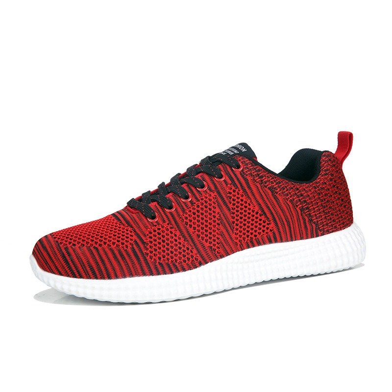 Large Size Men Knitted Fabric Lace Up Sport Running Casual Sneakers