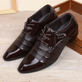 Men Stylish Leather Slip Resistant Metal Decoration Formal Dress Shoes