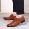 Men Stylish Leather Slip Resistant Metal Decoration Formal Dress Shoes