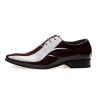 Men Stylish Patent Leather Pointed Toe Lace Up Business Dress Shoes