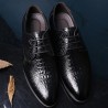 Men's Crocodile Pattern Classic Pointed Toe Lace Up Business Dress Shoes