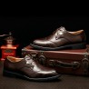 Men Vintage British Style Pointed Toe Business Casual Lace Up Dress Shoes