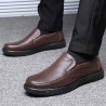 Men Genuine Leather Slip Resistant Slip On Soft Sole Casual Shoes