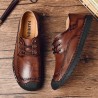 Men Classic Hand Stitching Comfy Soft Lace Up Leather Shoes