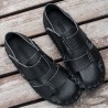 Men Soft Cow Leather Hand Stitching Casual Shoes Hollow Out Sandals