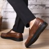 Men Hand Stitching Leather Splicing Slip On Soft Casual Shoes