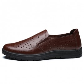 Men Hollow Out Breathable Soft Sole Slip On Casual Shoes