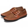 Big Size For Men Leather Mesh Breathable Lace Up Flat Casual Sport Shoes