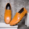 Large Size Men Hand Stitching Leather Non-slip Slip On Casual Driving Shoes