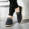 Men Pure Color Canvas Slip Resistant Slip On Soft Casual Shoes