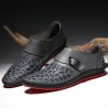 Men Leather Mesh Breathable Metal Buckle Slip Resistant Casual Shoes