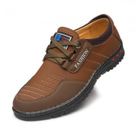 Men Microfiber Leather Slip Resistant Lace Up Casual Shoes