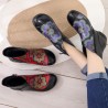 Plus Size Women Folkways Warm Genuine Leather Flowers Zippers Ankle Boots