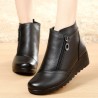 Large Size Genuine Leather Warm Lining Zipper Ankle Boots